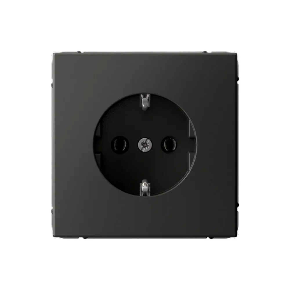 Розетка с заземлением марки «Systeme Electric». Серия «Art Gallery». Цвет: Базальт