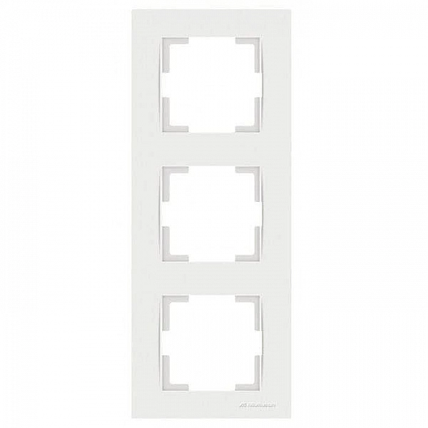 Рамка 3-местная вертикальная марки «Mutlusan». Серия «Rita». Цвет: Белый