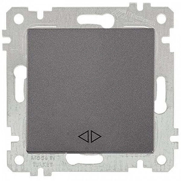 Выключатель перекрестный марки «Mutlusan». Серия «Rita». Цвет: Дымчатый