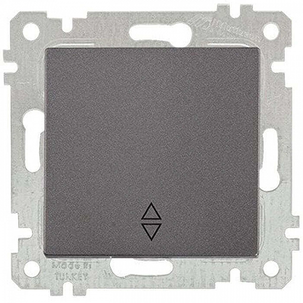 Выключатель 1-клавишный проходной марки «Mutlusan». Серия «Rita». Цвет: Дымчатый