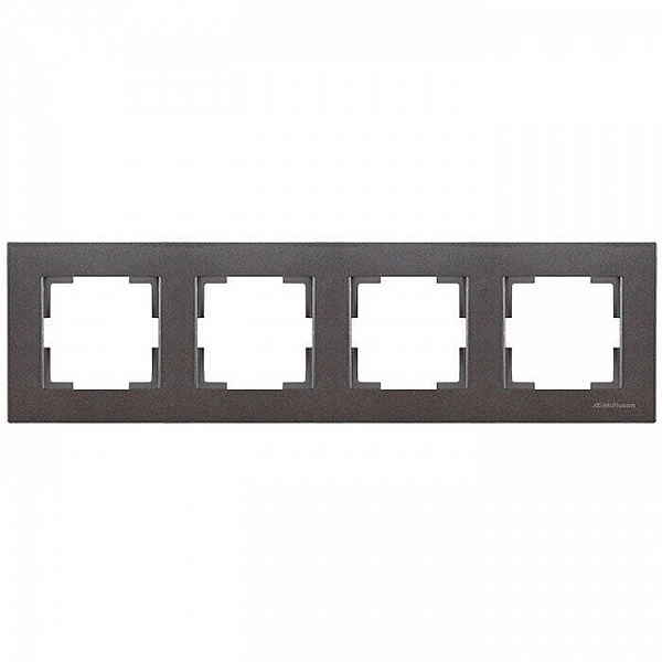 Рамка 4-местная горизонтальная марки «Mutlusan». Серия «Rita». Цвет: Дымчатый