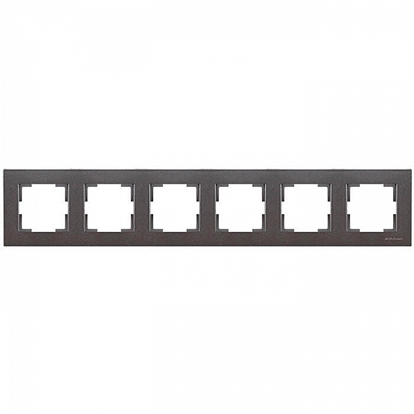 Рамка 6-местная горизонтальная марки «Mutlusan». Серия «Rita». Цвет: Дымчатый