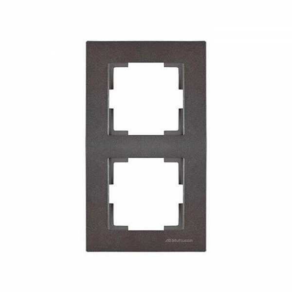 Рамка 2-местная вертикальная марки «Mutlusan». Серия «Rita». Цвет: Дымчатый