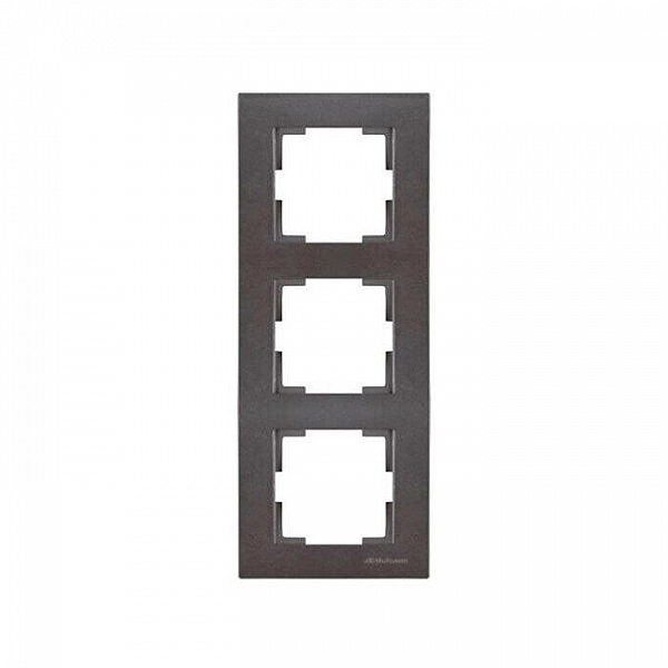 Рамка 3-местная вертикальная марки «Mutlusan». Серия «Rita». Цвет: Дымчатый