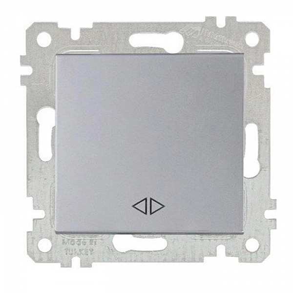 Выключатель перекрестный марки «Mutlusan». Серия «Rita». Цвет: Нержавеющая сталь