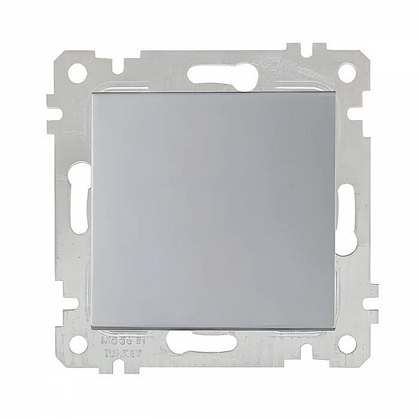 Выключатель 1-клавишный марки «Mutlusan». Серия «Rita». Цвет: Нержавеющая сталь