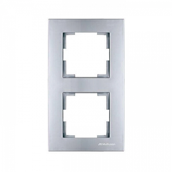 Рамка 2-местная вертикальная марки «Mutlusan». Серия «Rita». Цвет: Нержавеющая сталь