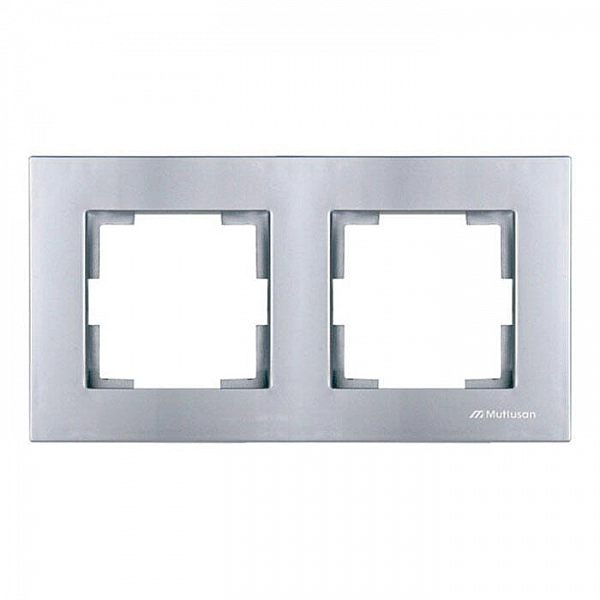 Рамка 2-местная горизонтальная марки «Mutlusan». Серия «Rita». Цвет: Нержавеющая сталь