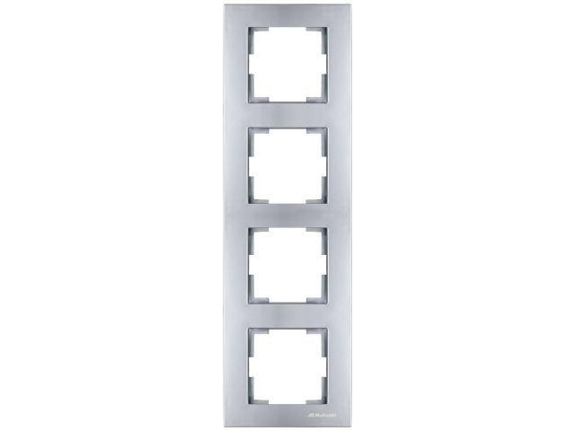 Рамка 4-местная вертикальная марки «Mutlusan». Серия «Rita». Цвет: Нержавеющая сталь