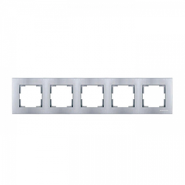 Рамка 5-местная горизонтальная марки «Mutlusan». Серия «Rita». Цвет: Нержавеющая сталь