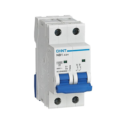 Автоматический выключатель NB1-63H 2P 63A 10кА х-ка C