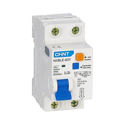 Дифференциальный автомат (АВДТ) NXBLE-63Y 1P+N 63А 30mA электронный тип AС, х-ка С, 4.5kA