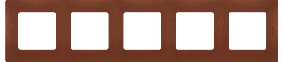 Рамка 5-местная марки «Legrand». Серия «Etika». Цвет: Какао