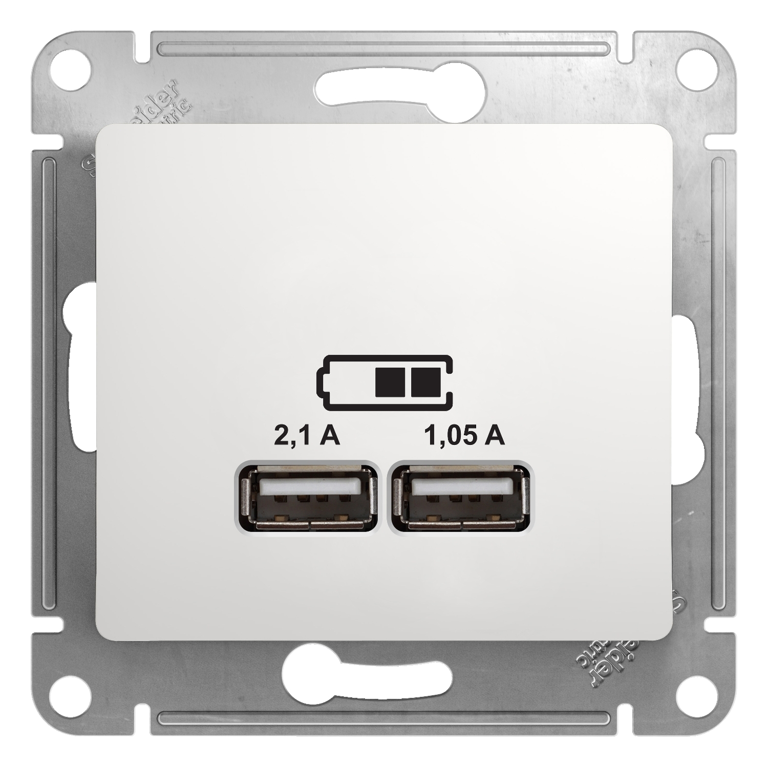 Розетка USB марки «Schneider Electric». Серия «Glossa». Цвет: Белый
