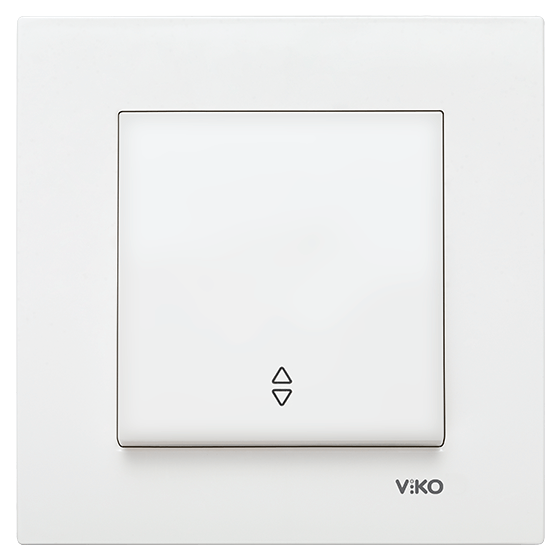 Выключатель 1-клавишный проходной (без рамки) марки «Viko». Серия «Karre». Цвет: Белый