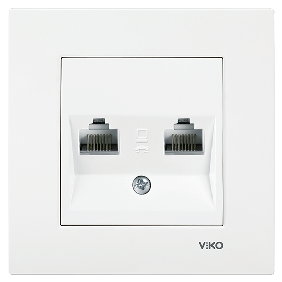 Розетка компьютерная двойная (без рамки) марки «Viko». Серия «Karre». Цвет: Белый