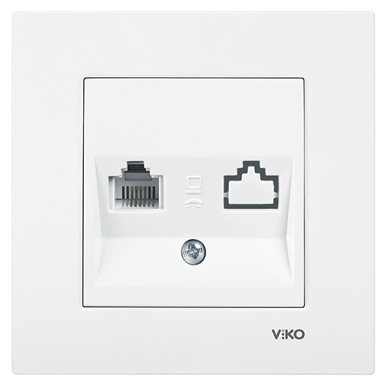 Розетка телефонная (без рамки) марки «Viko». Серия «Karre». Цвет: Белый