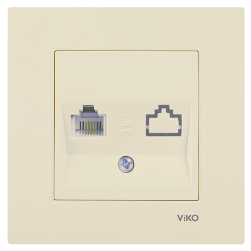 Розетка телефонная (без рамки) марки «Viko». Серия «Karre». Цвет: Кремовый
