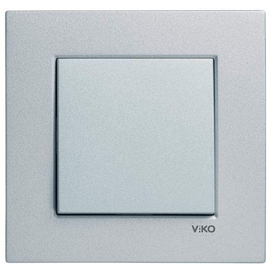 Выключатель 1-клавишный (без рамки) марки «Viko». Серия «Novella». Цвет: Серебряный