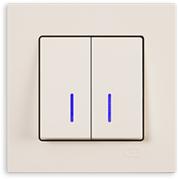 Выключатель 2-клавишный с подсветкой (без рамки)