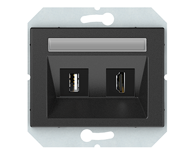 Розетка комбинированная USB/HDMI марки «Vilma». Серия «Express XP 500». Цвет: Антрацит Розетка комбинированная USB/HDMI