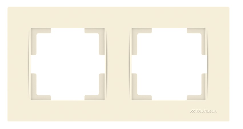 Рамка 2-местная горизонтальная марки «Mutlusan». Серия «Rita». Цвет: Слоновая кость