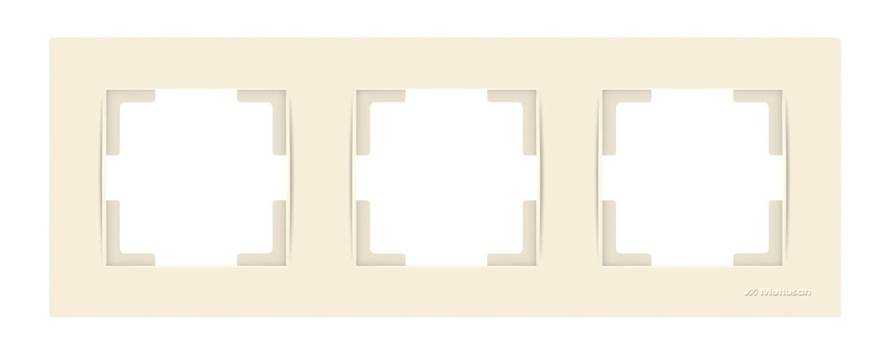 Рамка 3-местная горизонтальная марки «Mutlusan». Серия «Rita». Цвет: Слоновая кость